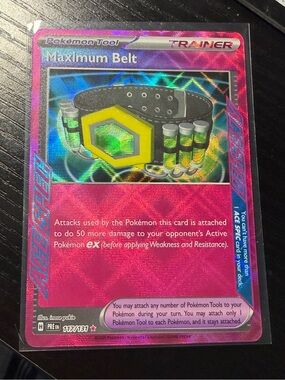 Pokemon Maximum Belt Trainer Card — Pink and Yellow Holo